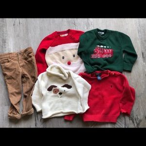 24M/2T toddler boys Christmas sweater bundle w/ corduroy pants